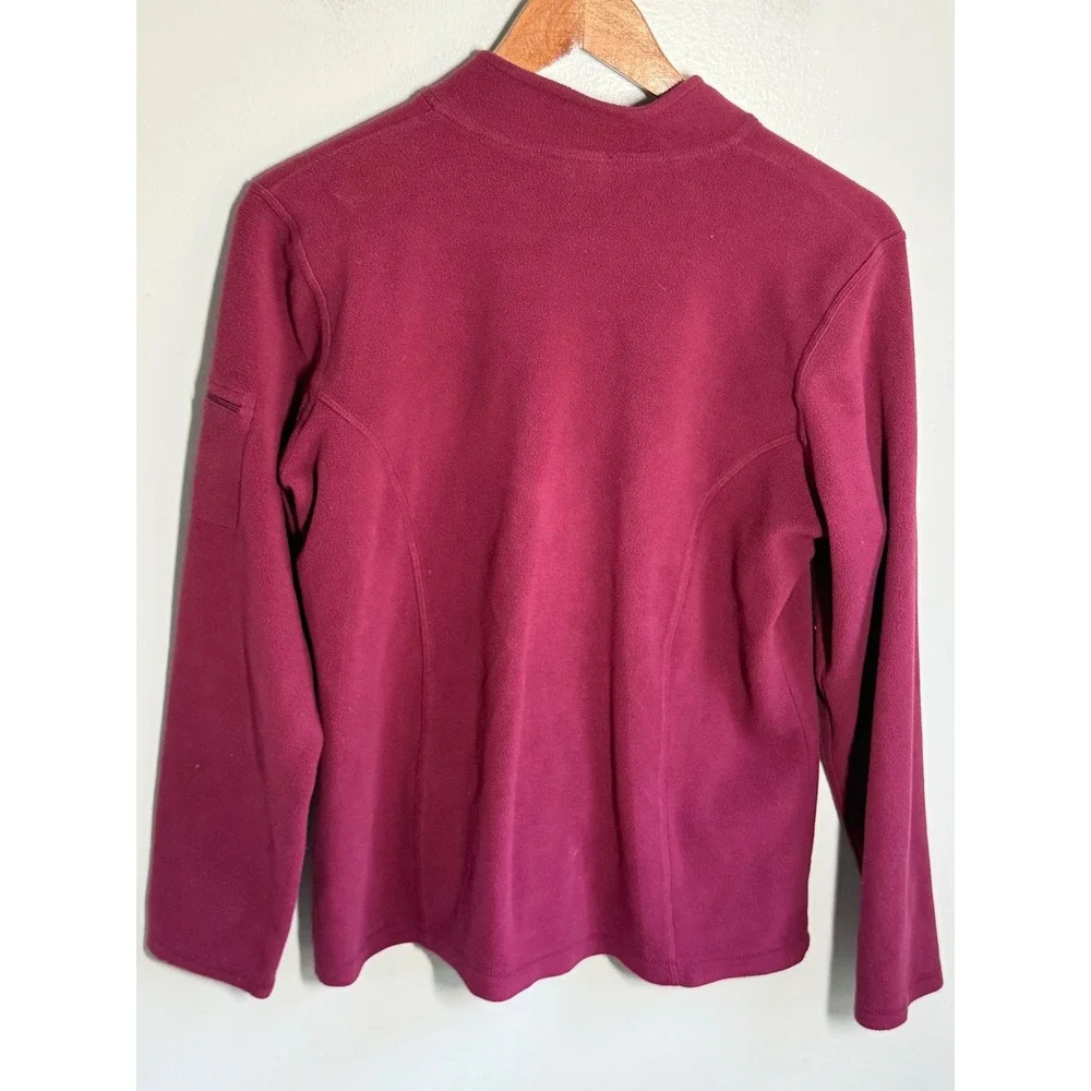 LL Bean Womens S Small Full Zip Fleece Jacket Berry Pink Mock Neck 247230